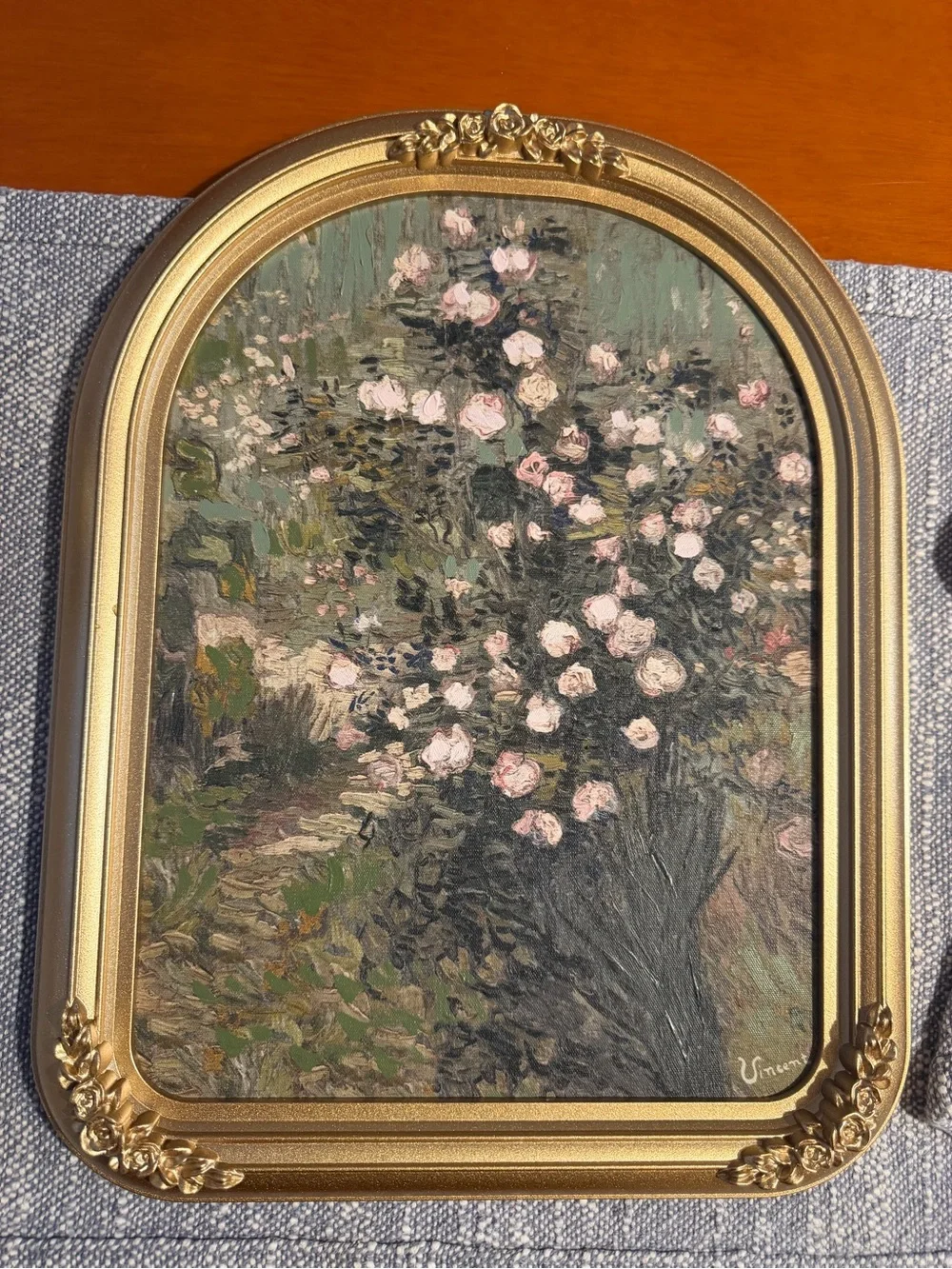11x14 Roses by Vincent Van Gogh gold arched vintage inspired art work